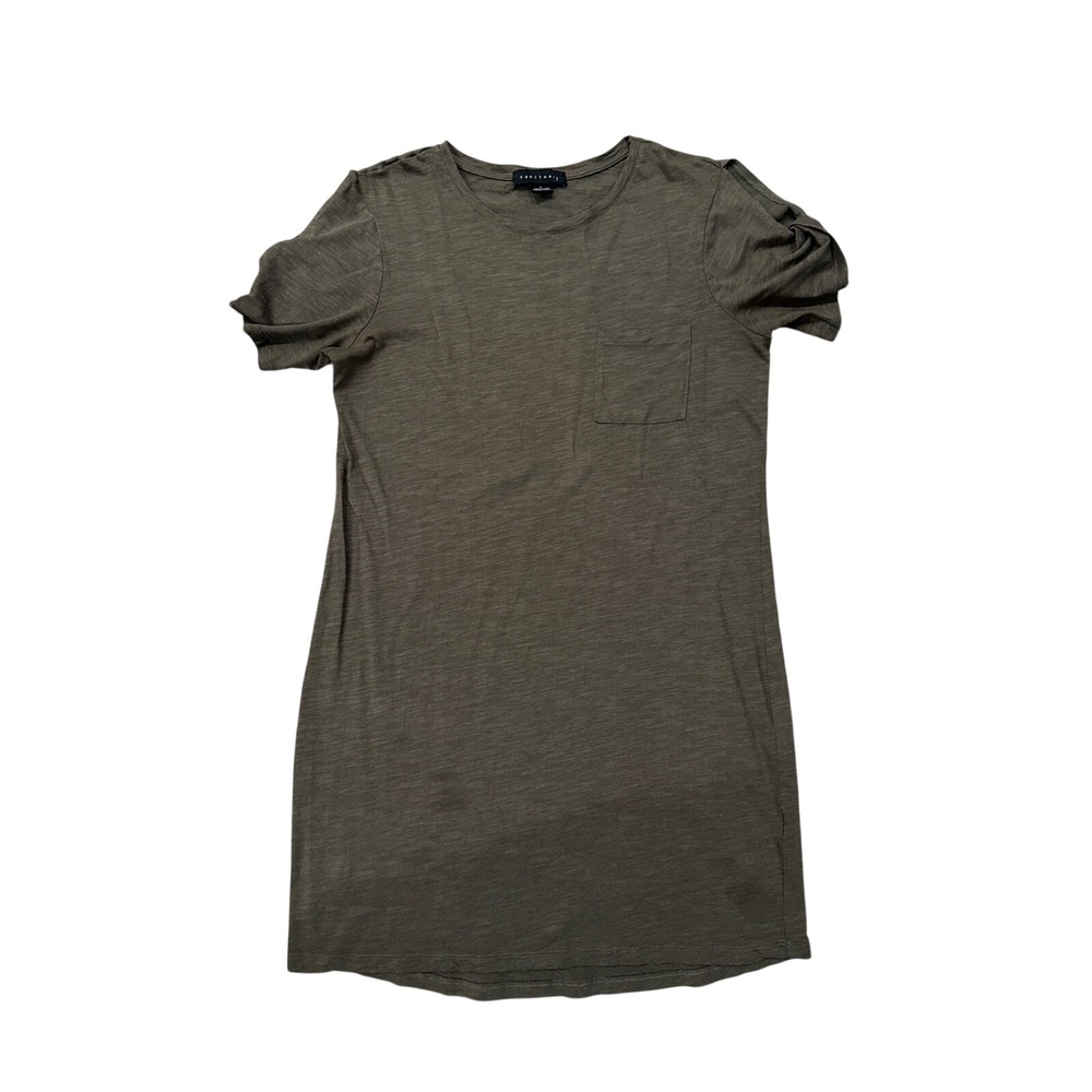 Sanctuary Olive Green Ruched Sleeve‎ Pocket Tunic Dress Womens Size Large